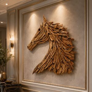 Driftwood horse head wall sculpture