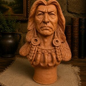 Front view terracotta tribal necklace bust