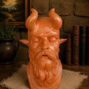 Terracotta bust of horned bearded figure