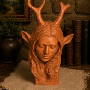 Terracotta bust of a horned woman