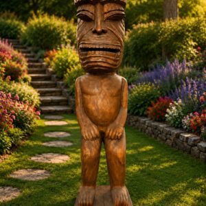 Hand-Carved Wooden Tiki Statue