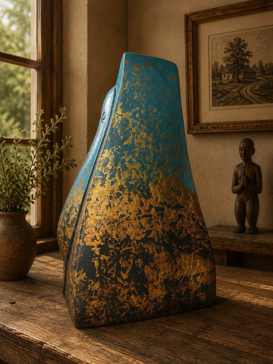 Blue and Gold Horse Sculpture - Image 2