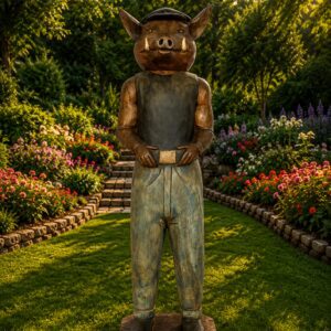 Life- Size Pig Man Carved Wood