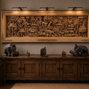 Large Carved Wood Country Screen