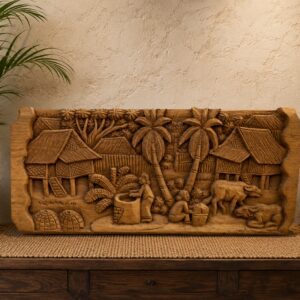 Thai Village Han-carved Wood Wall Decoration