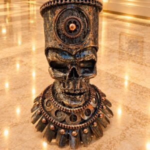 Ancient Skull Pharaoh Metal Sculpture